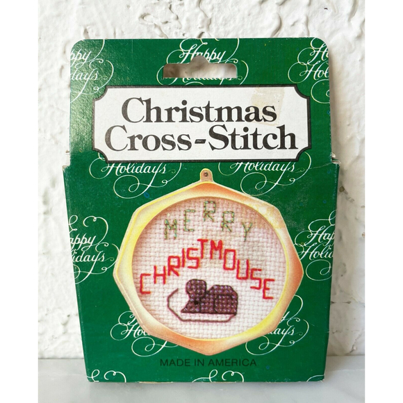 Merry Christmouse Christmas Counted Cross Stitch Ornament Kit w/Frame-Quill Art - Picture 1 of 3